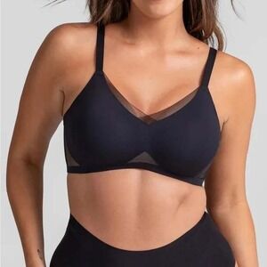 Honeylove Black Crossover Bra Comfortable Everyday Support Sheer‎ Mesh Wireless
